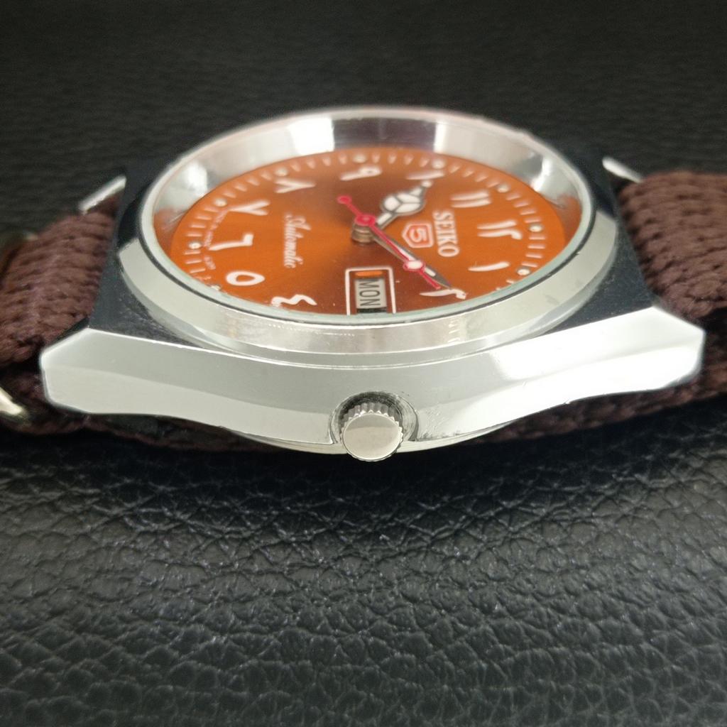 АВТОМАТИЧЕСКИЕ ВИНТАЖНЫЕ ВОССТАНОВЛЕННЫЕ SEIKO 5 6309A ЯПОНИЯ МУЖСКИЕ ОРАНЖЕВЫЕ ЧАСЫ a442623-1
