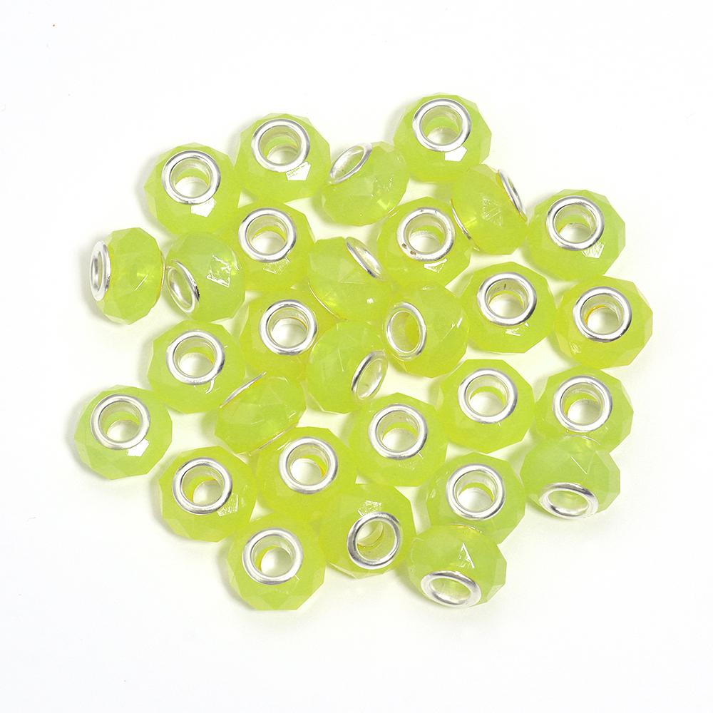 20pcs/Lot 14mm Jelly Color Faceted Resin Beads Big Hole Spacer Loose Beads For Jewelry Making DIY Bracelet Necklace Wholesale