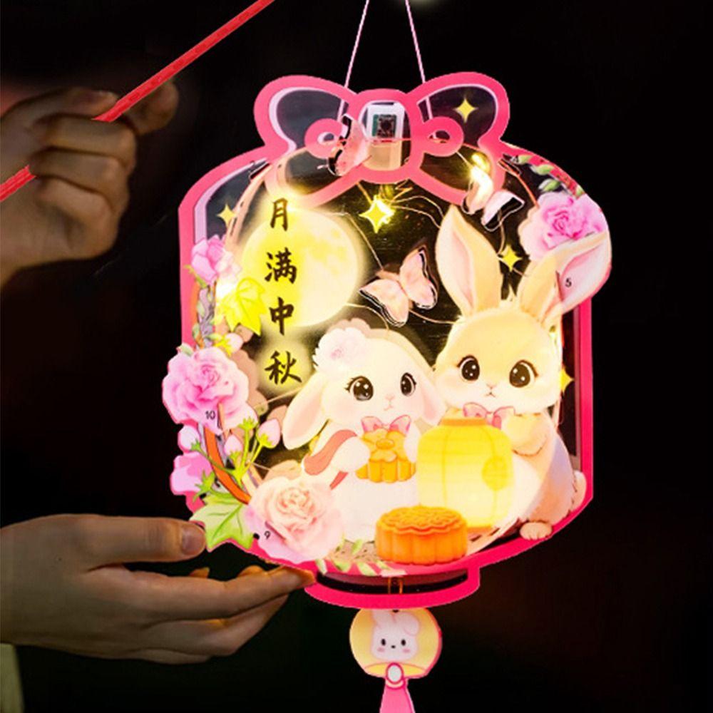 Милый китайский фонарик-кролик, портативный антикварный фонарик, ручной бумажный фонарик, Фестиваль середины осени
