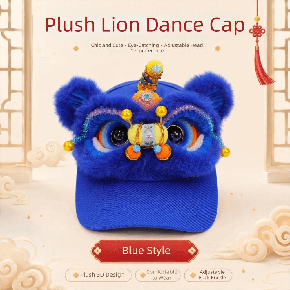 Plush Baseball Cap Versatile Style Casual Beach Cap New 3D Lion Dance Hat