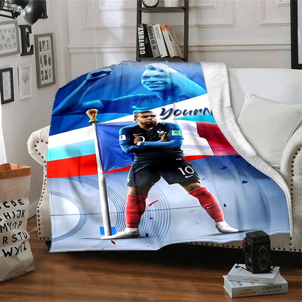 Mbappe Personalized Name Blanket Throw Personalized Blanket Ultra-Soft Perfect for Seaside Chair Picnics Nap Ideal for All Seasons