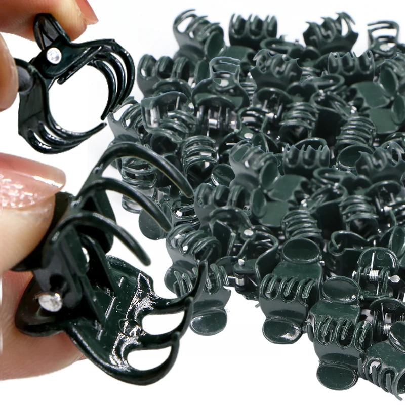 100PCS 6-Claw Plant Clips Climbing Vine Stem Clasp Tied Dark Green Orchid Flowers Support Clamp Bundle Branch Garden Tools