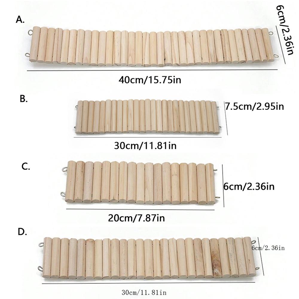 Hamster Habitat Accessories Multiple Size Wooden Bridge Cage Hamster Bendable Fence for Small Animals Climbing