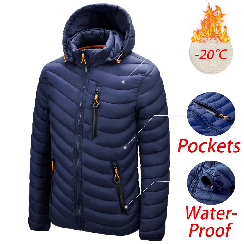 2023 Men New Warm Waterproof Parkas Jacket Coat Mens Hooded Casual and Lightweight Cotton Jacket Outwear Detachable Hat Outfits Parkas Coat Male