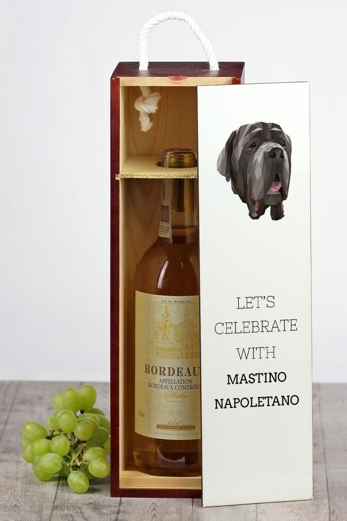 Mastif Neapolitański, Neapolitan Mastiff, Mastino Napoletano - Geometryczne Pudełko Ze Zdjęciem I Napisem Na Wino Marki Art-Dog