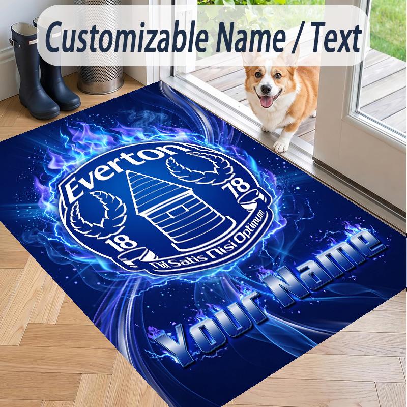 Custom Text Printed Rug Everton FC Non Slip Floor Carpet For Home Room Decor