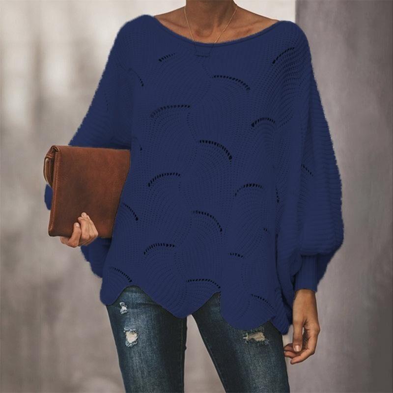 Women Hollow Out Sweater Elegant Loose Knitted Pullovers Female Casual O Neck Solid Color Sweaters Spring Autumn Winter