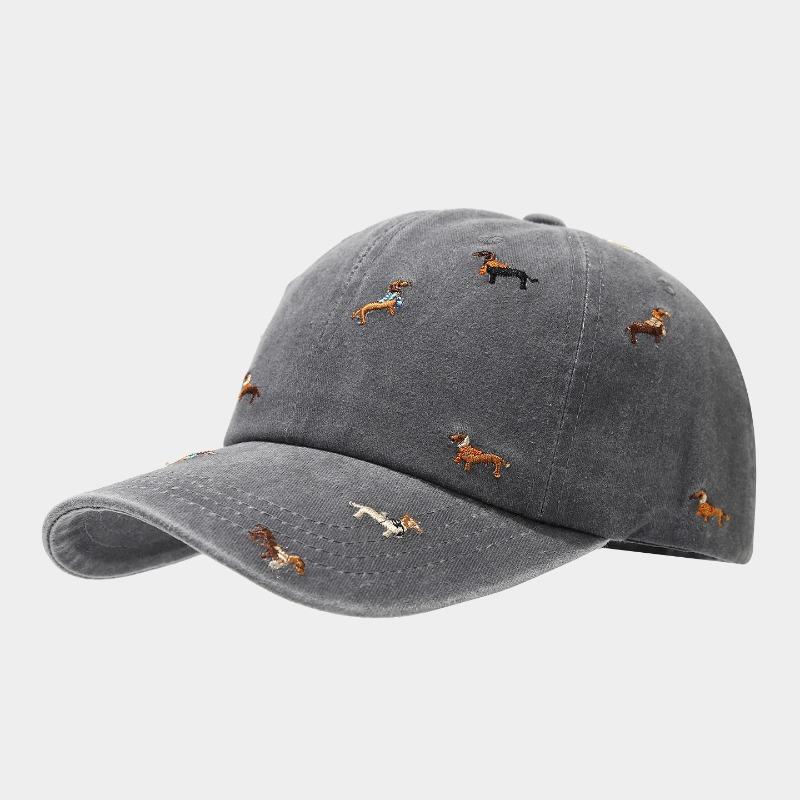 Outdoor Washed Baseball Cap with Soft Top, Embroidered Duckbill Cap for Small Dogs, Street Retro Vintage Vintage, Vintage Hat Trend