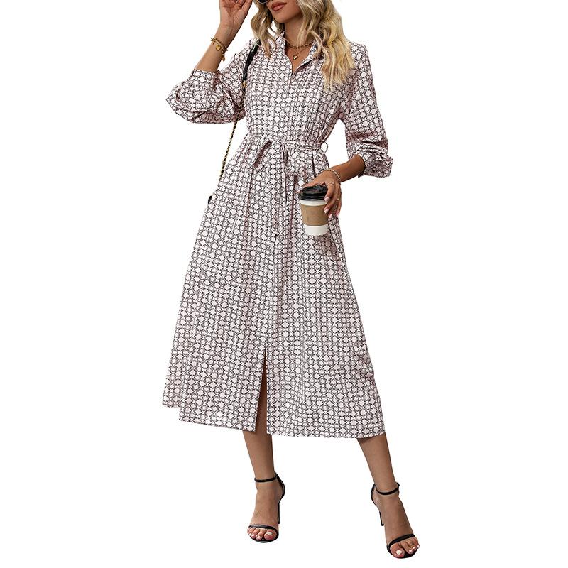 Clothing 2025 Spring New Women's Long-sleeved Printed Dress