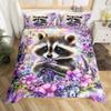 Cartoon Raccoon Bedding Set Cute Raccoon Duvet Cover For Kids Boys Girls Raccoon Lover Gift Wildlife Comforter Cover Twin Queen