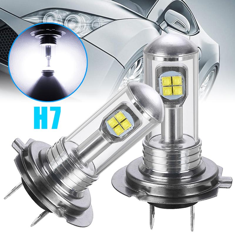 2x H7 80W 3000LM LED Car Headlight Fog DRL Driving Lamp Bulb 6000K White