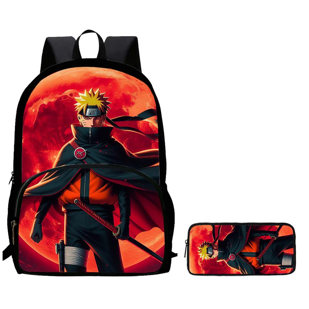 Набор из 2 шт. Рюкзак NARUTO с передним карманом и пеналом, для школы и на каждый день, легкий и прочный, для мальчиков и девочек 6-10 лет