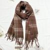 Dry Rose Pink Plaid Scarf Women's High End Imitation Cashmere Autumn and Winter New Fashion Thickened Warm Shawl Scarf