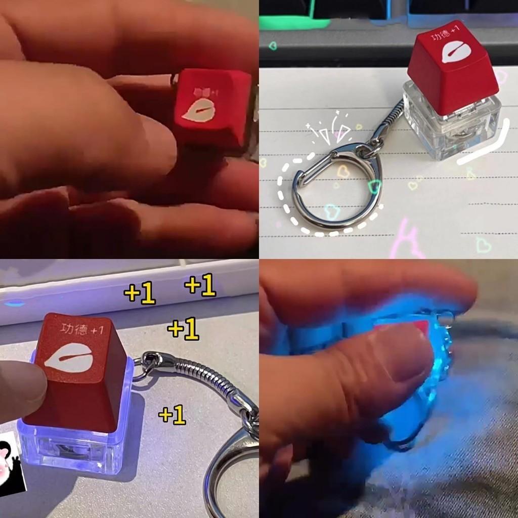 Dazzling Acrylic Illuminated Keychain With Electronic Muyu Keyboard Wholesale Available