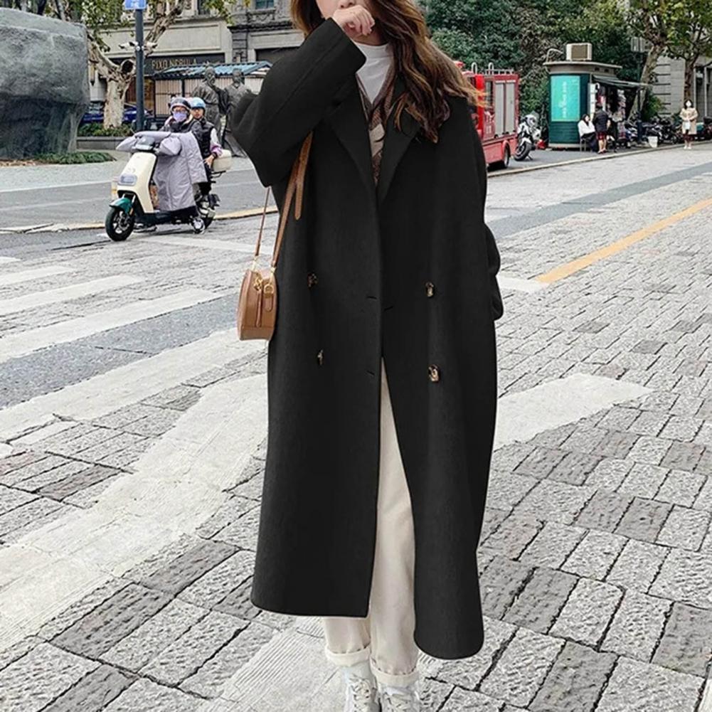 Autumn Winter Retro Loose Female Overcoat Ladies Windbreak Women's Coat Double-Breasted Loose Long Trench Coat