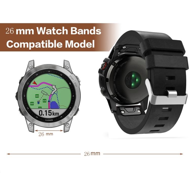 Для Garmin Fenix 7X Solar 26 мм кожаный ремешок со стальной пряжкой