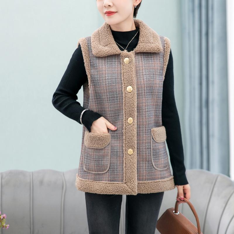 Женский жилет из флиса без рукавов, короткое пальто, женская куртка, жилет для пожилых мам среднего возраста, верхняя одежда на осень и зиму 5XL