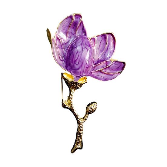 Брошь «Цветок магнолии» для женщин, эмалированный сплав, цветок, булавка на лацкан для курток, платьев, пальто, шляп, аксессуаров