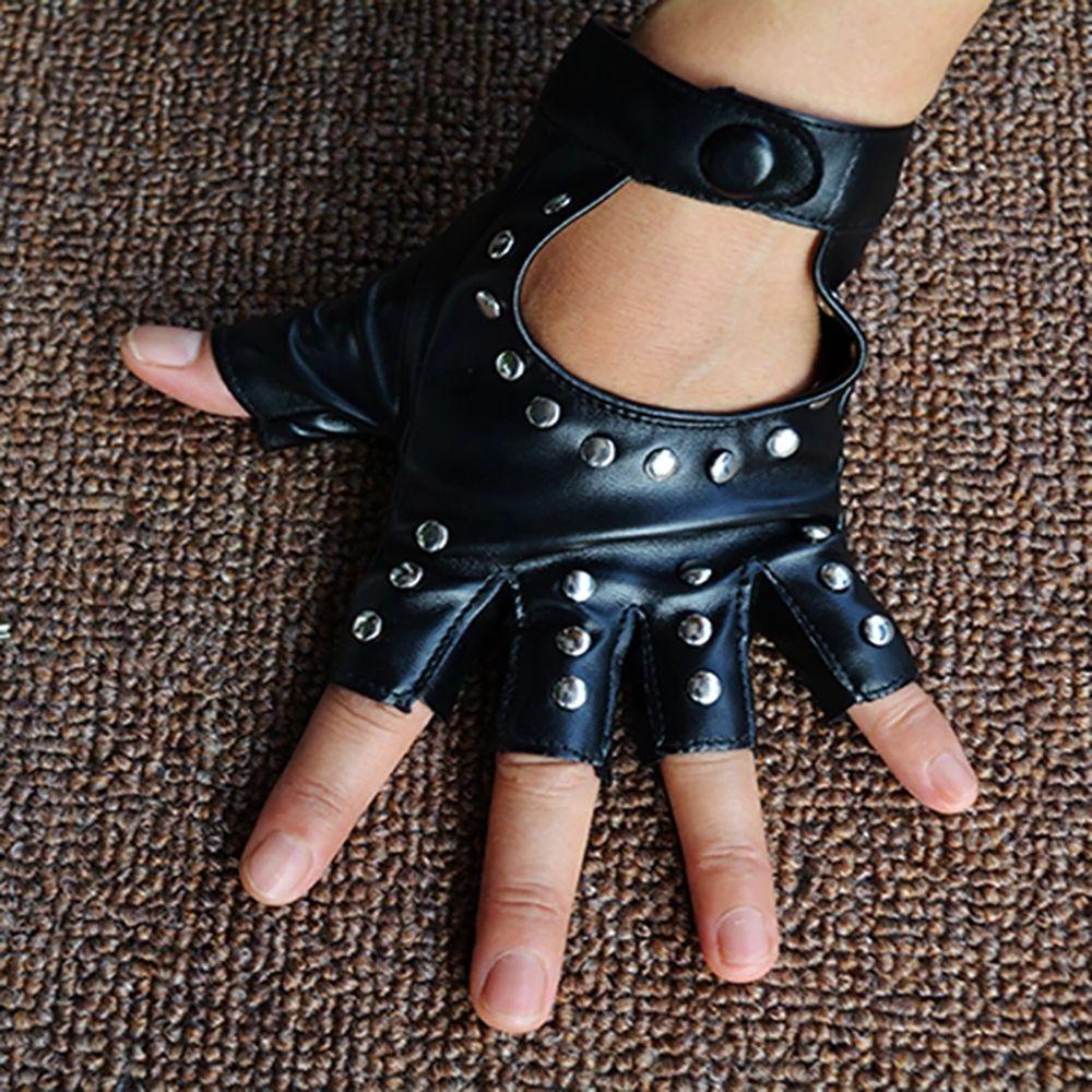 Outdoors Halloween Dance Fingerless Gloves Rivets Gloves Pu Leather Mittens Fashion Accessories