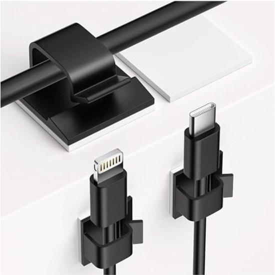 Hanrunwa Self-Adhesive Cable Clips Black 30 Pieces