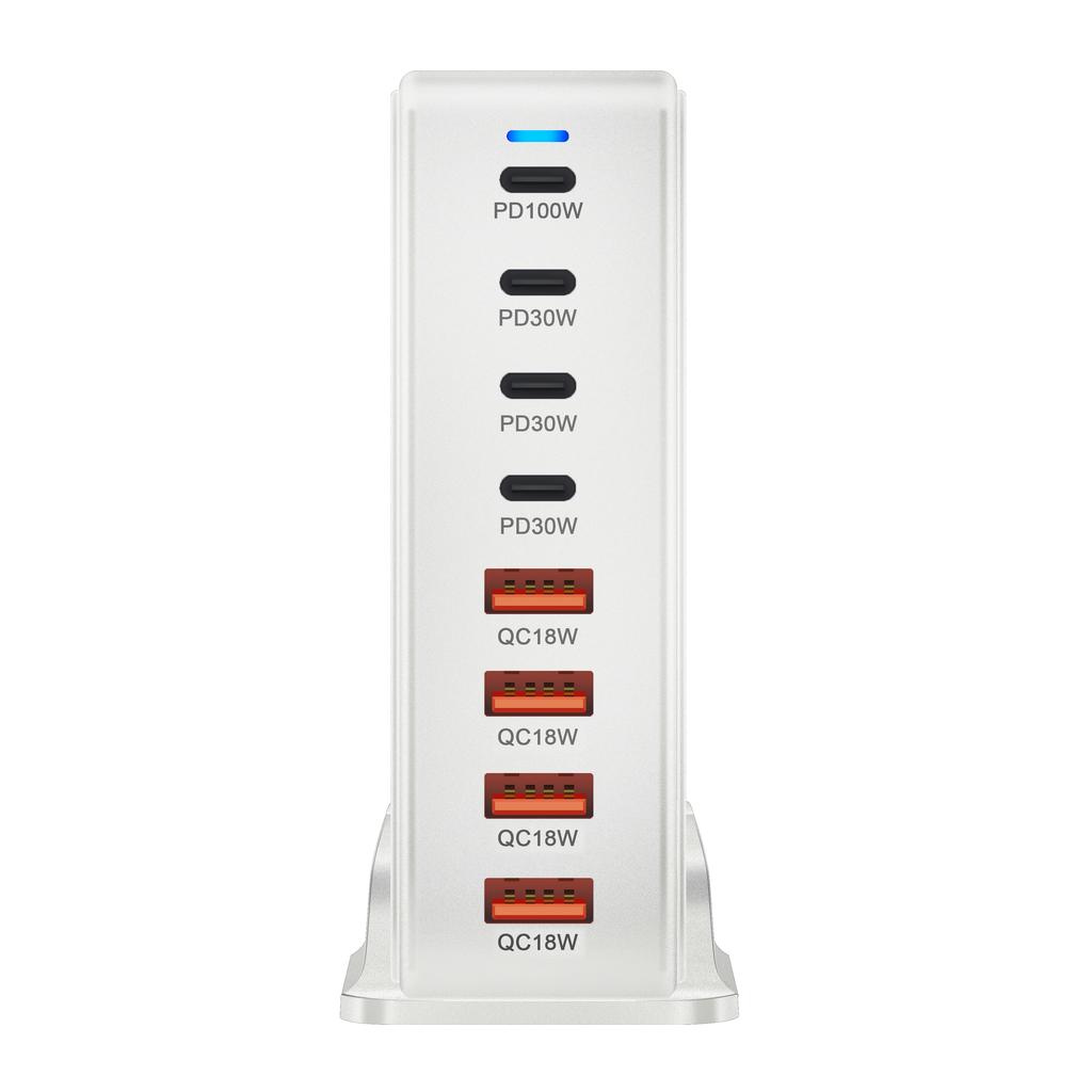240-ваттное настольное GaN-зарядное устройство с 8 портами USB-C, поддерживает быструю зарядку PD 3.0, компактное и портативное