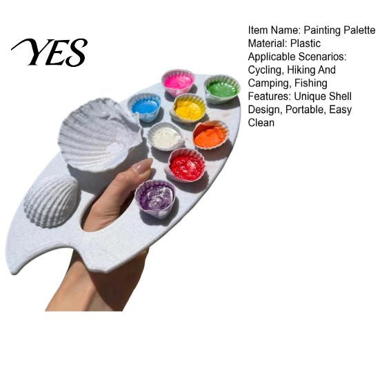 Unique Shaped Paint Mixing Tray Ceramic Seashell Palette, Portable Art for Watercolor Oil Palette Shell Design Acrylic, Creative Ocean Color