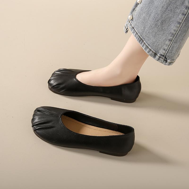 С юбкой одинарные туфли женские весенние мягкая подошва 2025 ранняя весна не устают ноги модные плоские женские шапочки туфли одна педаль