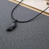 Obsidian Wolf Fang Amulet Good Luck Pendant Necklace Leather Chain [Coai] Men's