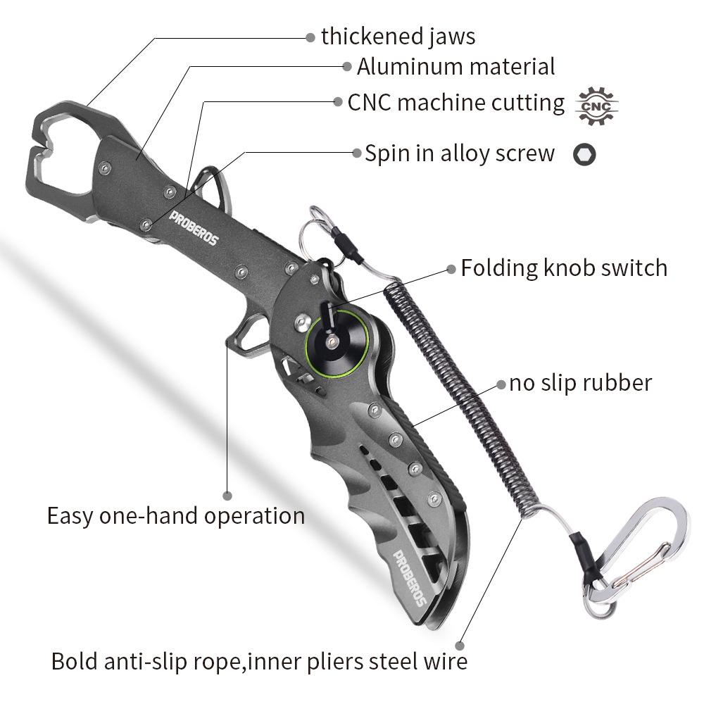 Контроллер рыбы для крупных объектов из алюминиевого сплава, многофункциональный, портативный, складной контроллер рыбы, зажим для рыбы, плоскогубцы и недостающая веревка