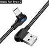 USB Type C Cable Fast Charging 90 Degree USB C Cable For Samsung S8 S9 S10 Xiaomi Mobile Phone Charger Micro Usb Cables