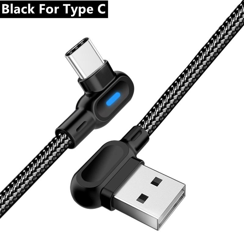 USB Type C Cable Fast Charging 90 Degree USB C Cable For Samsung S8 S9 S10 Xiaomi Mobile Phone Charger Micro Usb Cables