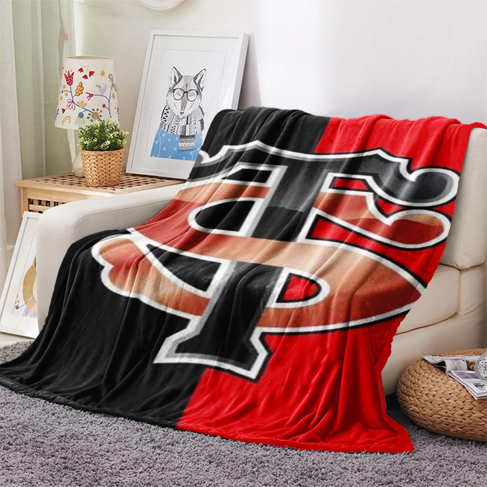 1PC Stade Toulousain Print Flannel Blanket, High quality Comfortable for All Seasons, Home Decor, Warmth and Comfort, Perfect for Christmas Gifts178