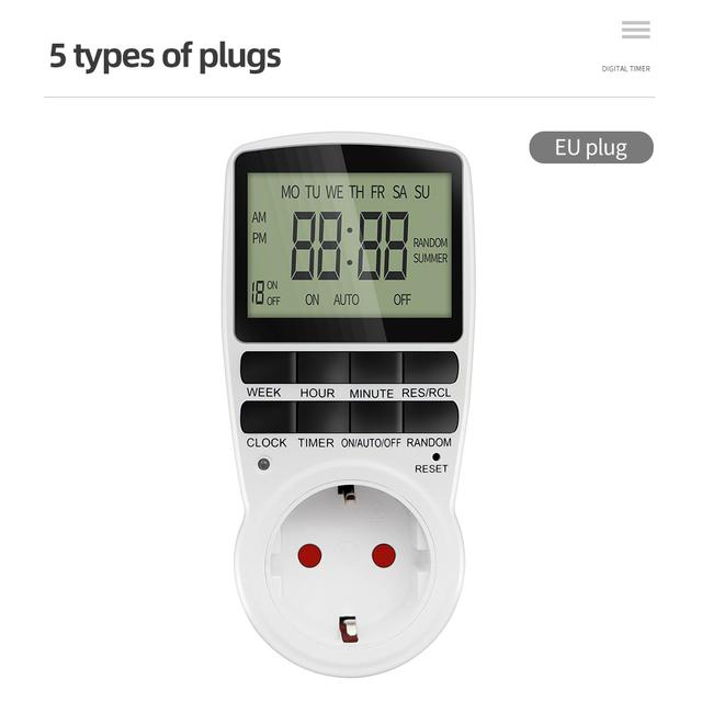 Electronic Digital Timer Switch EU FR BR Plug Kitchen Timers 230V 7 Day12/24 Hour Programmable Control Timing Socket Outlet3
