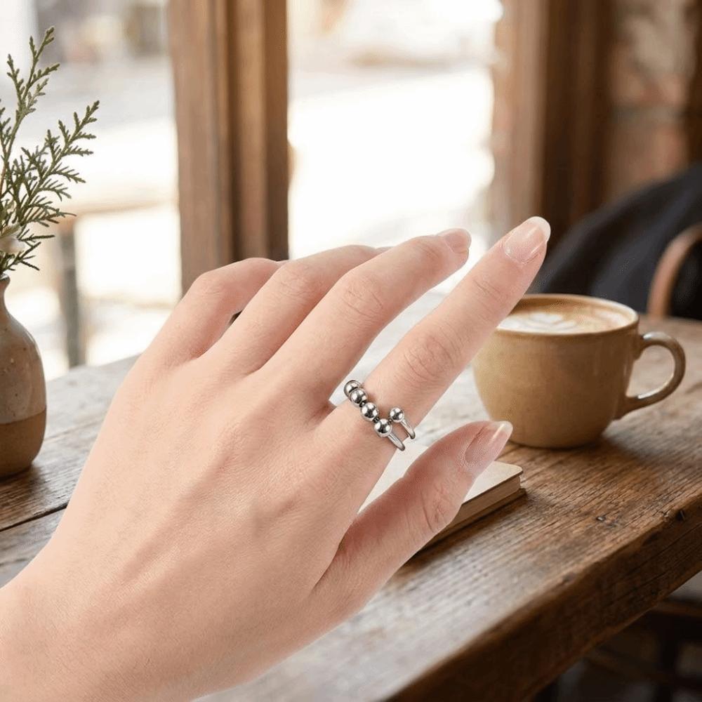 Open Design Anti Stress Jewelry Stainless Steel Adjustable Finger Ring Spinner Ring For Women