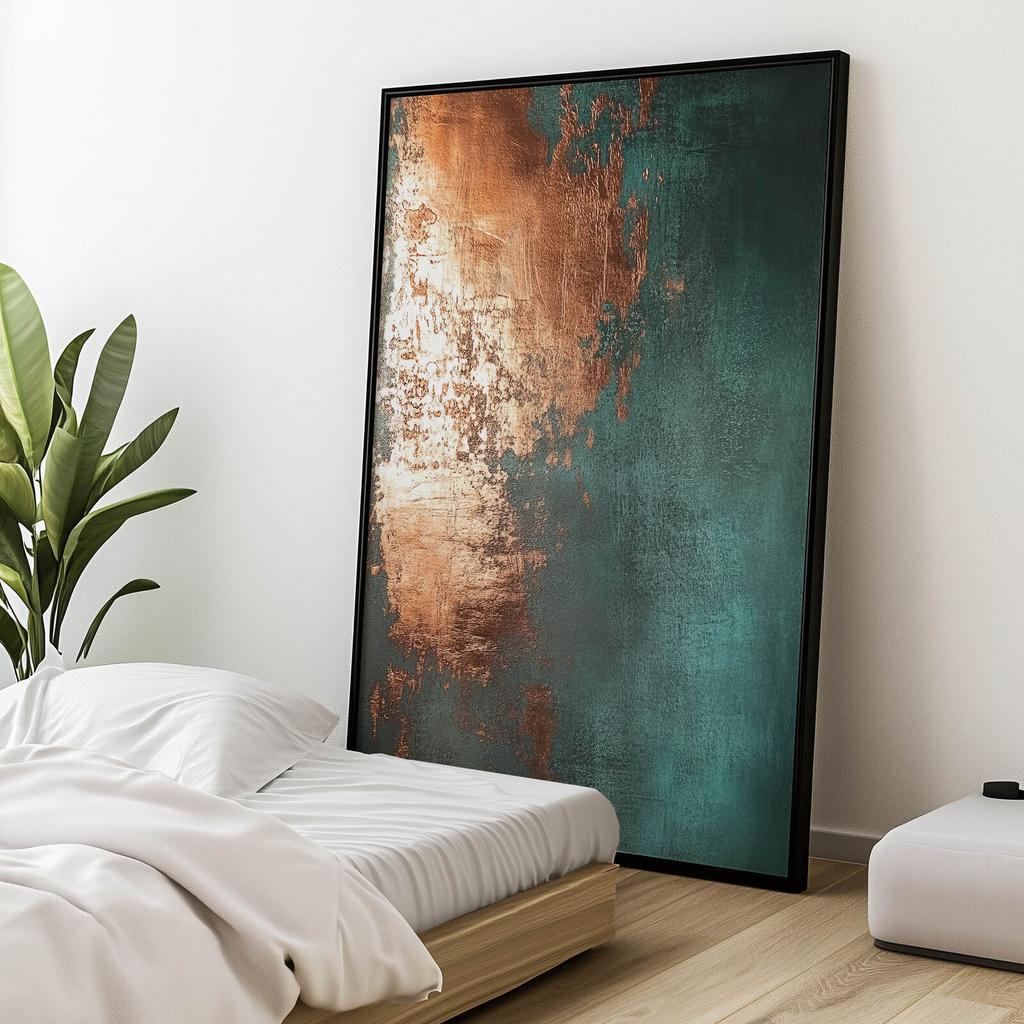 Miedziowy Akcent W Turkusie Miedziowy Akcent W Turkusie, 30X40 Cm, Bez Ramy, Płótno Premium Na Blejtramie