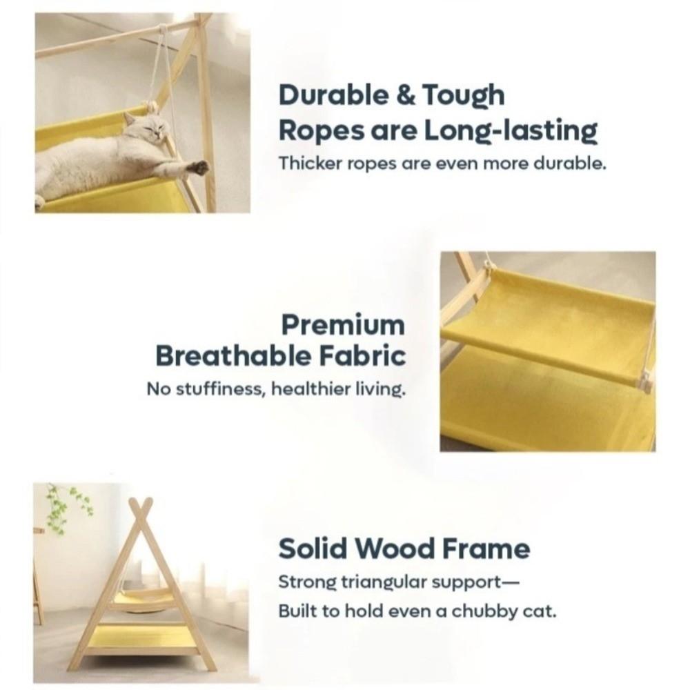 Solid Wood Cat Cradle Bed Thickened Cat Swing Hanging Bed New Cat Hammock Bed Pet Small Bed