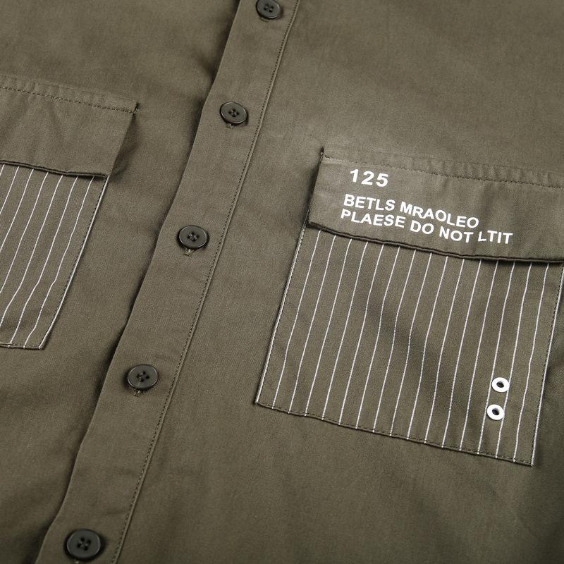 Новая осенняя мужская рубашка в стиле милитари с длинными рукавами, однотонная рубашка большого размера из чистого хлопка