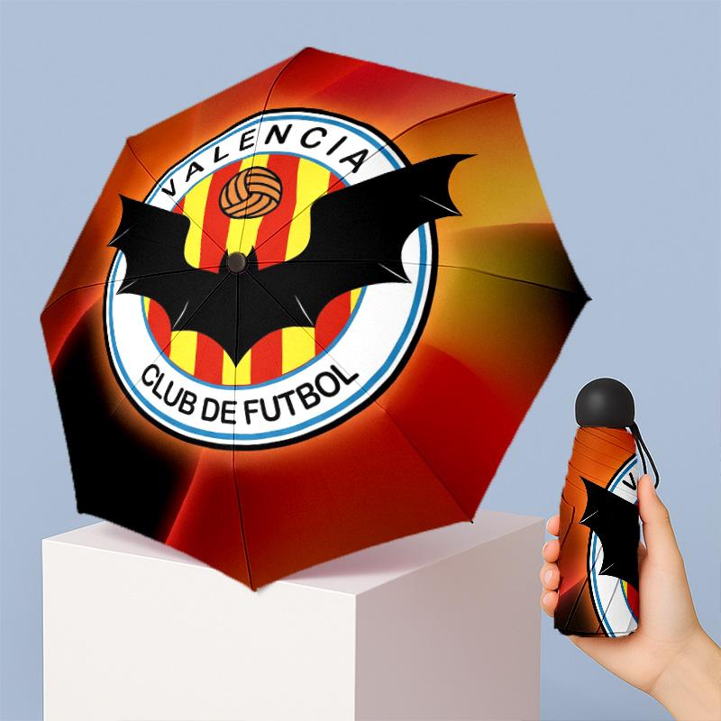 Valencia FC Mini 5 Fold Pocket Umbrella Compact Lightweight Anti UV Rain Sun Protection Umbrella Portable Travel Umbrella