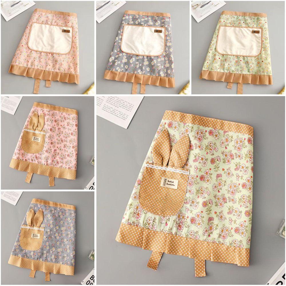 Flower Half-length Apron Canvas Cooking Half-waist Apron Fashion Work Clothes Cooking