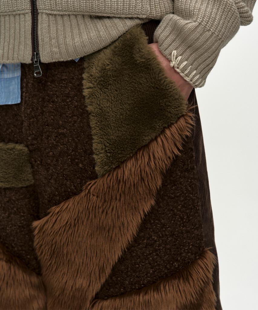 ADSB ANDERSSON BELL Faux Fur Patchwork Shorts Apa870M(Brown)