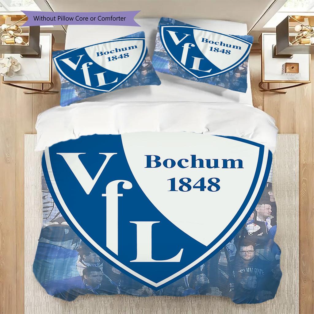 VfL Bochum 1848 Узор Комплект постельного белья Одеяло Покрывало Наволочка Домашний Декор Подарок на День Рождения (1 пододеяльник + 2 наволочки, без наполнителя)