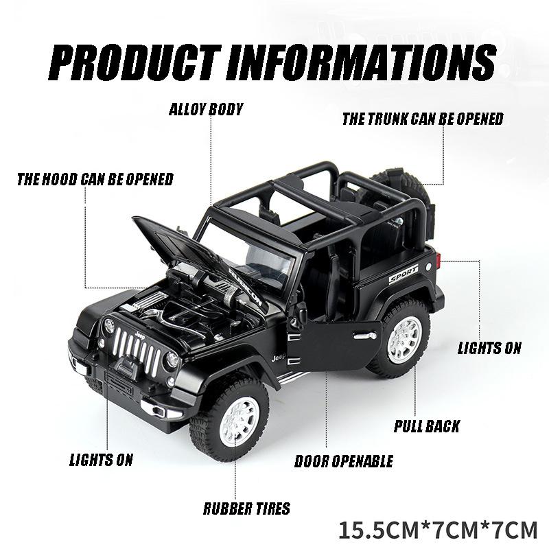 Масштаб 1/32 Модель автомобиля Jeep Wrangler Rubicon из сплава Литой металлический игрушечный внедорожник Модель автомобиля Миниатюрная модель автомобиля Подарок для детей