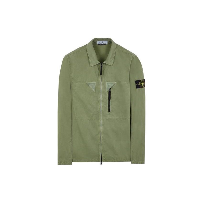STONE ISLAND Ss23 Nylon Meta Series Lightweight Vintage Horn Washed Single Pocket Side Zipper Jacket Unisex Jacket Green 7815106WN-V0155