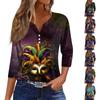 Женская мода повседневный топ с длинным рукавом и круглым вырезом с цветочным принтом