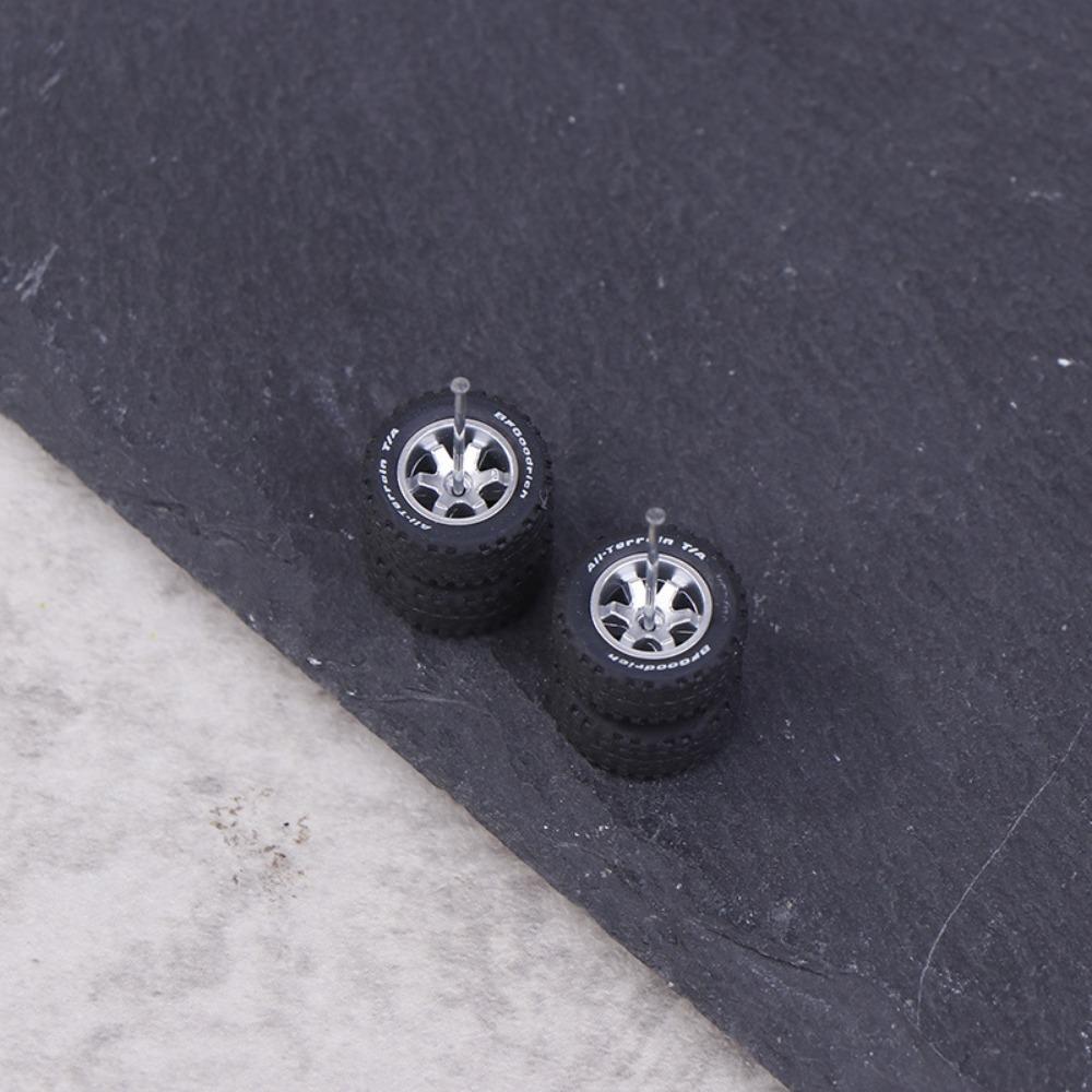 1Set 1/64 Remote Control Car Modified Tires Plastic Rubber Tires Diecast Alloy Car Hub