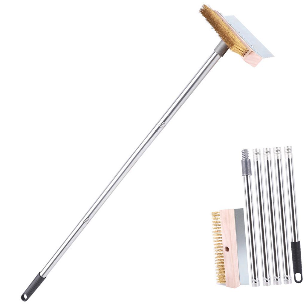 Pizza Oven Cleaning Brush Grill Cleaning Tool with Scraper for Home Kitchen and Commercial Use Long Handle Design