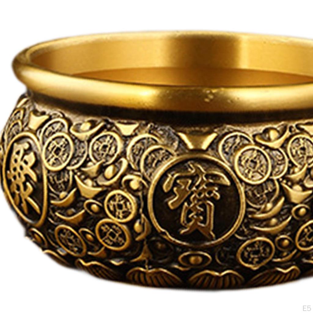 Chinese Treasure Bowl Cornucopia Brass Decorative Desktop Ornament, Table Centerpiece for Desk