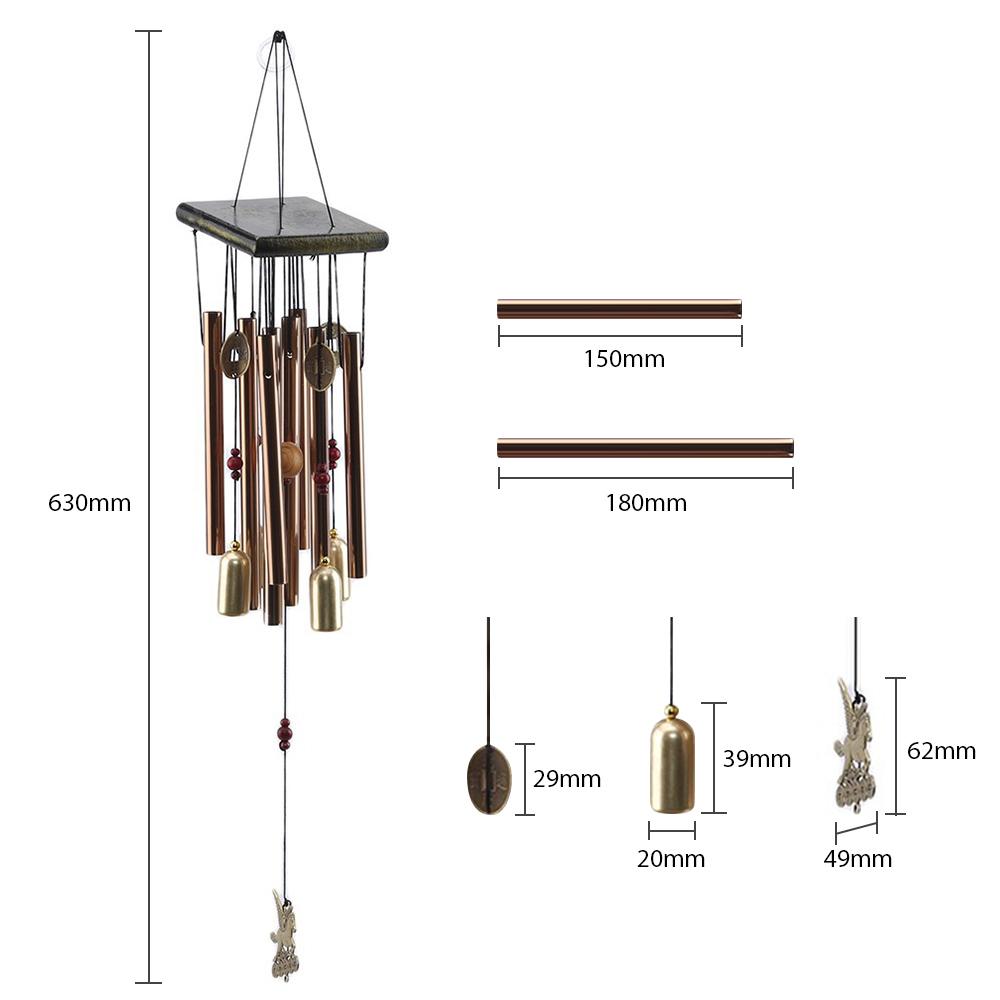Wind Chimes Aluminum Tube Chimes Copper Cash & Horse Windbells for Home Garden Yard Patio Decor