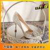 French Bridal Wedding Shoes Women's Silver Wedding Dress Main Wedding Dress Show Two Wear Crystal Shoes Stiletto High Heels