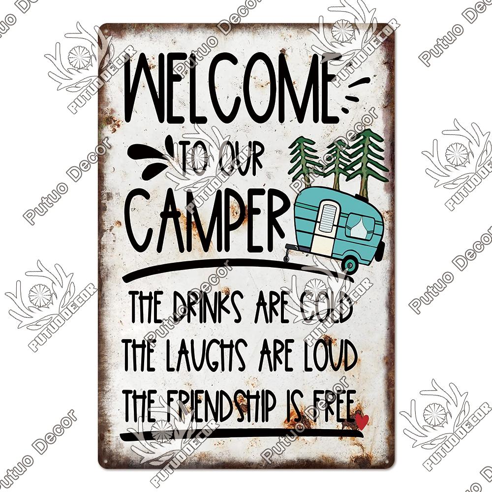 Decor Camping Tin Sign Vintage Plaque Metal Plate Retro Posters Wall Art Decor for Trip Car Home Living Room Unique Gift